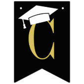 Herzlichen Glückwunsch Moderne Gold Black Graduati Wimpelkette (Erste Fahne)