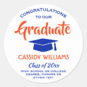 Herzlichen Glückwunsch Moderne Orange und Blue Abs Runder Aufkleber (Vorderseite)