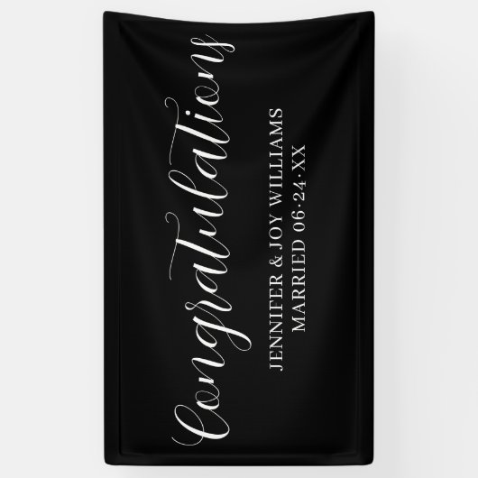 Herzlichen Glückwunsch Modernes Black Script Hochz Banner (Vertikal)