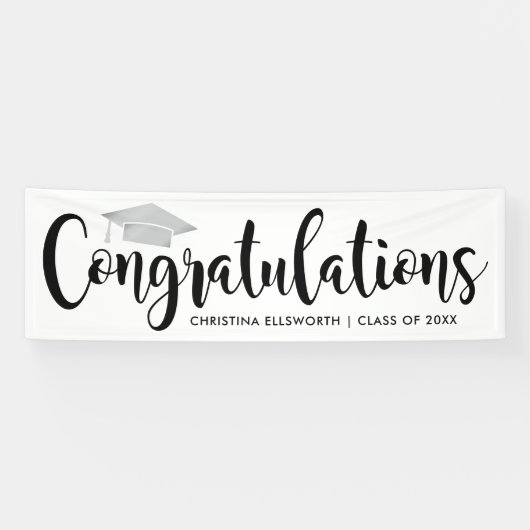 Herzlichen Glückwunsch Modernes Silver 2025 Abschl Banner (Horizontal)