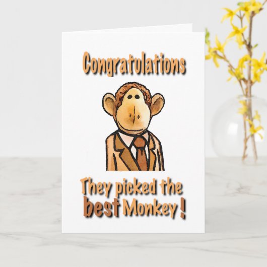 Herzlichen Glückwunsch Monkey Grußkarte Karte (Gelbe Blume)