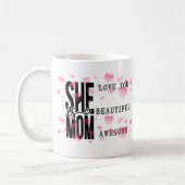 Herzlichen Glückwunsch Muttertag Sie ist Mama Mode Kaffeetasse (Links)