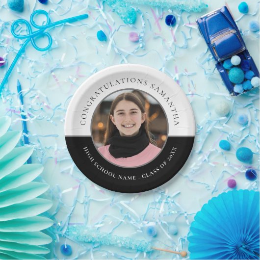 Herzlichen Glückwunsch Name Foto Custom Abschluss Pappteller (Party)