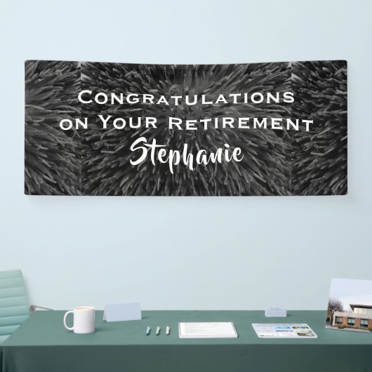 Herzlichen Glückwunsch Name Schwarz-weiß Floral Banner (Messe)