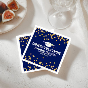 Herzlichen Glückwunsch Navy Blau Gold Absolventenp Serviette