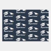 Herzlichen Glückwunsch Navy Blue Abschluss feiern Geschenkpapier Set (Vorderseite 3)