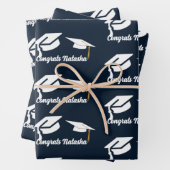Herzlichen Glückwunsch Navy Blue Abschluss feiern Geschenkpapier Set (Beispiel)