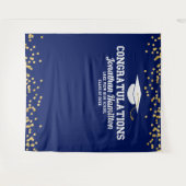 Herzlichen Glückwunsch Navy Blue Gold Grad Party H Wandteppich (Vorderseite (Horizontal))