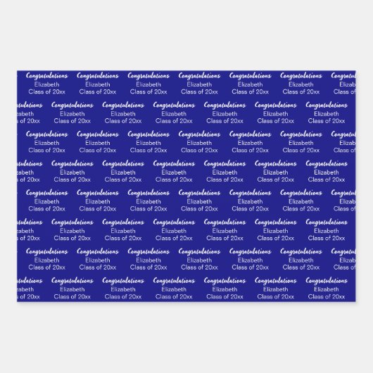 Herzlichen Glückwunsch Navy Blue White Class of 20 Geschenkpapier Set (Vorderseite 3)