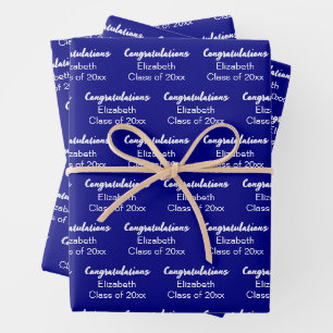 Herzlichen Glückwunsch Navy Blue White Class of 20 Geschenkpapier Set