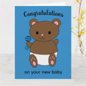 Herzlichen Glückwunsch Neue Baby Boy Bear Personal Karte (Gelbe Blume)