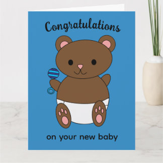 Herzlichen Glückwunsch Neue Baby Boy Bear Personal Karte