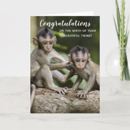 Herzlichen Glückwunsch Neue Baby Twins Monkey Card Karte
