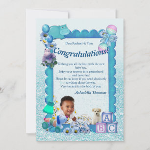 Herzlichen Glückwunsch Neue BLUE Baby Boy Card Dankeskarte