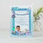 Herzlichen Glückwunsch Neue BLUE Baby Boy Card Dankeskarte (Stehend Vorderseite)