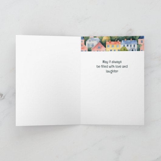 Herzlichen Glückwunsch Neue Zuhause Watercolor Hou Karte (Innenseite)