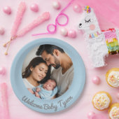 Herzlichen Glückwunsch neuer Baby Boy blau, Begrüß Pappteller (Party)
