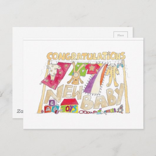 Herzlichen Glückwunsch - New Baby. Postkarte (Vorne/Hinten)