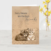 Herzlichen Glückwunsch New Cat oder Kitten Furry F Karte (Gelbe Blume)