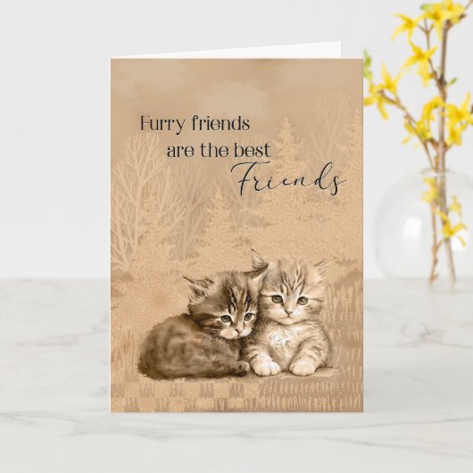 Herzlichen Glückwunsch New Cat oder Kitten Furry F Karte (Gelbe Blume)