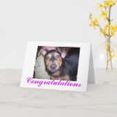 Herzlichen Glückwunsch New Dog Karte (Gelbe Blume)