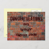 Herzlichen Glückwunsch New Job Backstein Wand Postkarte (Vorne/Hinten)