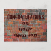 Herzlichen Glückwunsch New Job Backstein Wand Postkarte (Vorderseite)