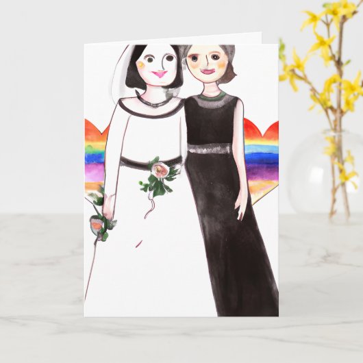 Herzlichen Glückwunsch Newlyweds | Lesbische Hochz Karte (Gelbe Blume)