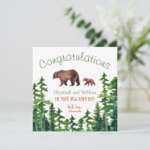 Herzlichen Glückwunsch Niedlich Mama und Baby Bear Karte (Stehend Vorderseite)