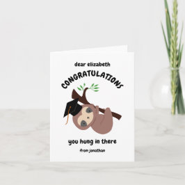 Herzlichen Glückwunsch Niedlich Sloth Abschluss Cu Karte