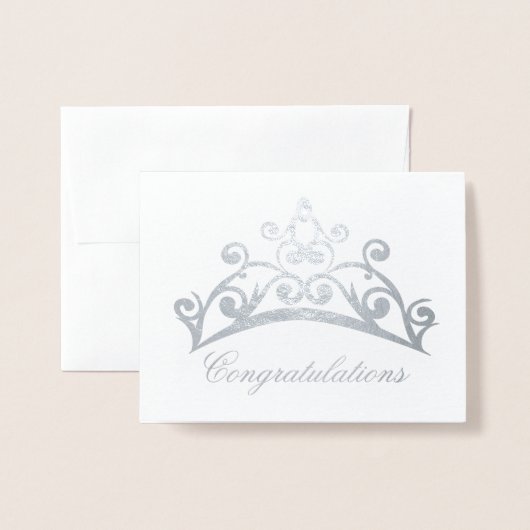 Herzlichen Glückwunsch Note Card Pageant Crown Folienkarte (Vorderseite mit Umschlag)