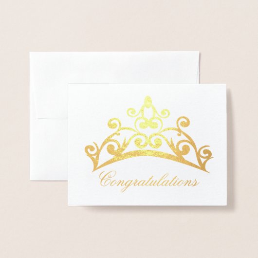 Herzlichen Glückwunsch Note Card Pageant Crown Folienkarte (Vorderseite mit Umschlag)