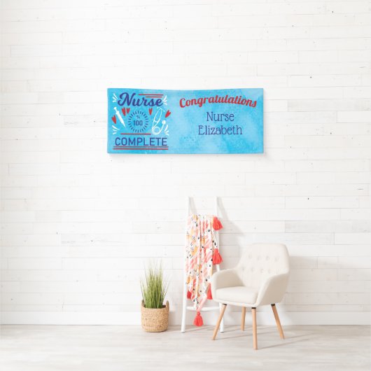 Herzlichen Glückwunsch Nurse Abschluss Blue Modern Banner (Insitu)