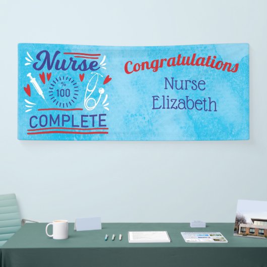 Herzlichen Glückwunsch Nurse Abschluss Blue Modern Banner (Messe)