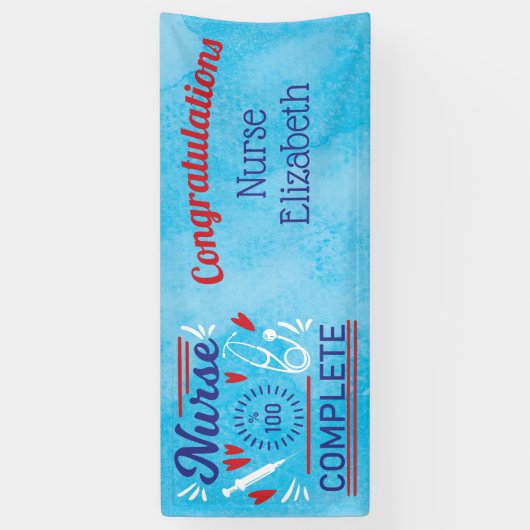 Herzlichen Glückwunsch Nurse Abschluss Blue Modern Banner (Vertikal)