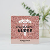 Herzlichen Glückwunsch Nurse Rose Gold Glitzer Abs Karte (Stehend Vorderseite)