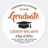 Herzlichen Glückwunsch Orange Black and White Absc Runder Aufkleber (Vorderseite)