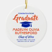 Herzlichen Glückwunsch Orange und Blue Abschluss F Keramik Ornament (Vorne)