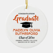 Herzlichen Glückwunsch Orange und White Abschluss Keramik Ornament (Vorne)