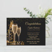 Herzlichen Glückwunsch Party-Black und Gold- Einladung (Stehend Vorderseite)