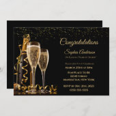 Herzlichen Glückwunsch Party-Black und Gold- Einladung (Vorne/Hinten)