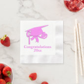 Herzlichen Glückwunsch Pink Cap Abschluss Serviette (Beispiel)