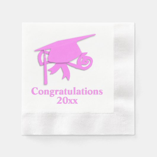 Herzlichen Glückwunsch Pink Cap Abschluss Serviette (Vorderseite)