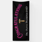 Herzlichen Glückwunsch Pink Gold Dentist Zahnarzt Banner (Vertikal)