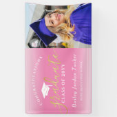 Herzlichen Glückwunsch Pink Gold Foto Abschluss Banner (Vertikal)