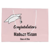 Herzlichen Glückwunsch Pink und Schwarzer Abschlus Große Geschenktüte (Rückseite)