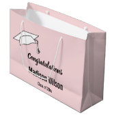 Herzlichen Glückwunsch Pink und Schwarzer Abschlus Große Geschenktüte (Vorderseite Schrägansicht)