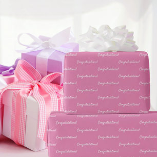 Herzlichen Glückwunsch pink weiß Geschenkpapier