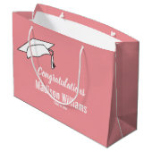 Herzlichen Glückwunsch Pink White Name des Absolve Große Geschenktüte (Rückseite Schrägansicht)