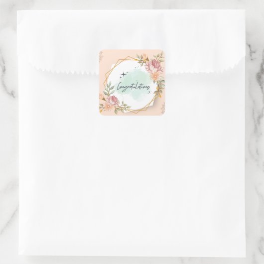 Herzlichen Glückwunsch Quadratischer Aufkleber (Tasche)